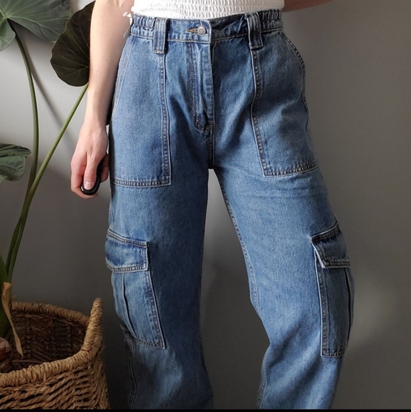NWT 90s Wide Leg Utility Cargo Jeans - Picture 5 of 12